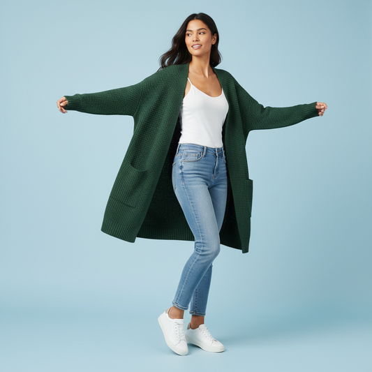 Cardigan Lungo Donna Elegante in Lana | Abbigliamento Moda