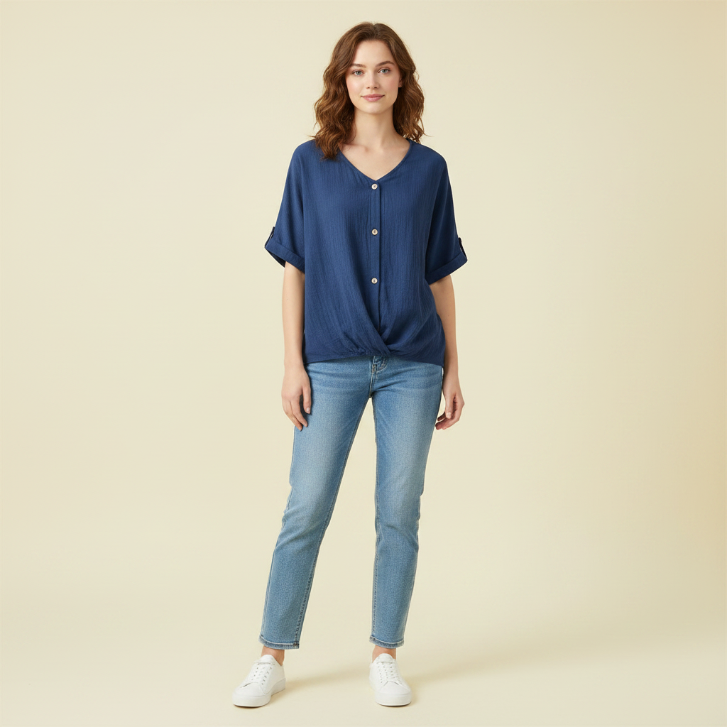 Camicetta Elegante Donna | Top Scollo a V in Cotone